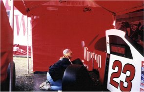 Judy doing pits at Daytona Infield